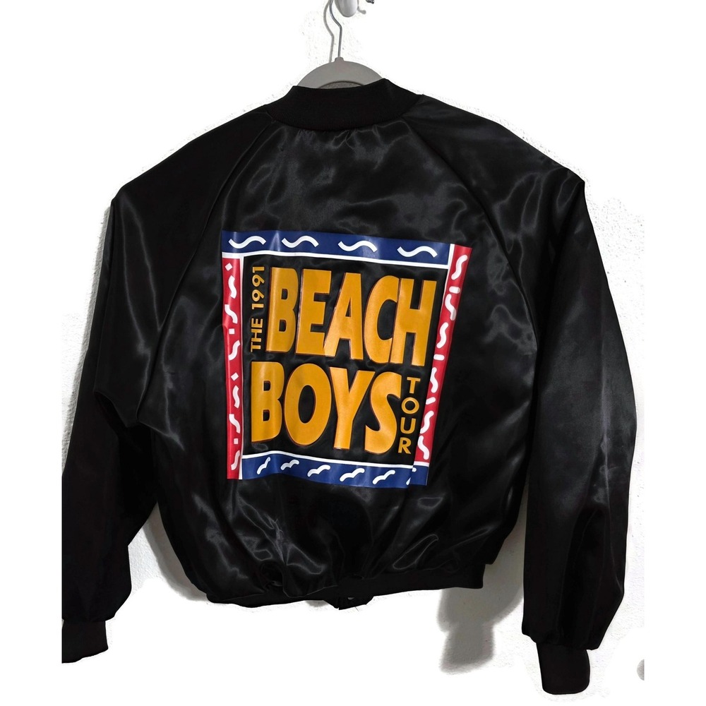 Vintage Chalk Line Jacket Mens XL Black Beach Boys 1991 Tour Satin Varsity